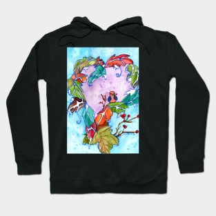 Winter Heart and a winter bird Hoodie